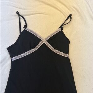 Chic Black Chemise with Lace Detail